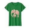 Mademark Mama Elephant Trunk Wrapped Around Baby T-Shirt - Women - Kelly Green
