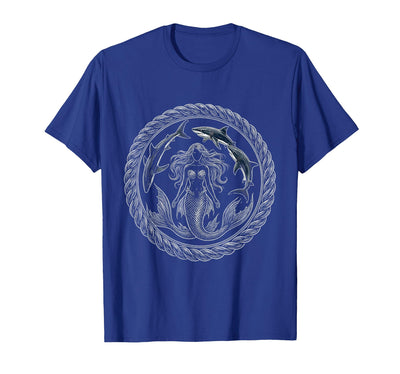Mermaid and Circling Sharks Ocean Art Design T-Shirt