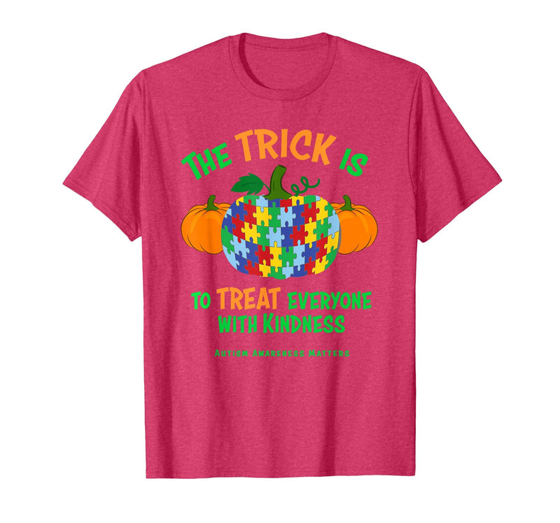 Presto Autism Awareness Halloween October Pumpkin Autism Awareness Halloween Fall October Puzzle Pumpkin T-Shirt - Red