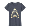Mademark Bite Me If You Dare Bold Shark Women Design T-Shirt - Heather Blue