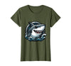 Mademark Kids Shark Ocean Waves Graphic Tee T-Shirt - Olive Green
