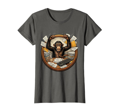 Monkey Office Chaos Funny Adult Humor Graphic T-Shirt - Women