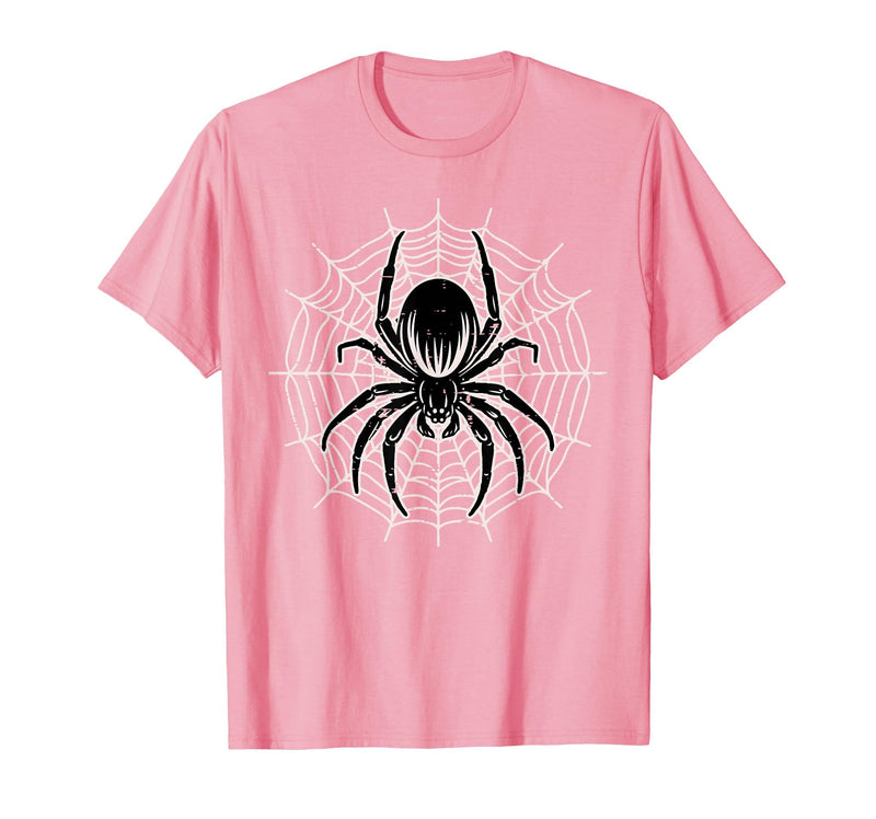 Halloween Shirts For Women Men Kids Boys Girls Halloween Spider with Web Vintage Costume Men Boys Kid Women T-Shirt - Pink
