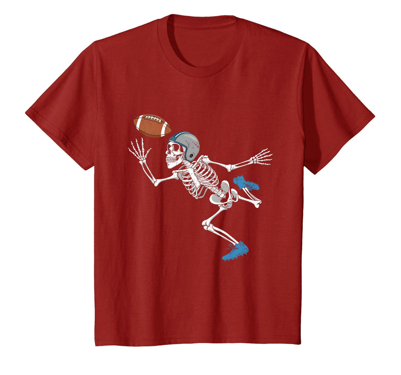 Halloween Shirts Women Men Kids Football Skeleton Halloween Player Catcher Mens Boys Kids T-Shirt - Cranberry Red