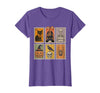 Halloween Stamp Cute Ghost Cute Fall Apparel Vintage Halloween Stamp Cute Ghost Pumpkin Cat Retro Fall T-Shirt - Purple