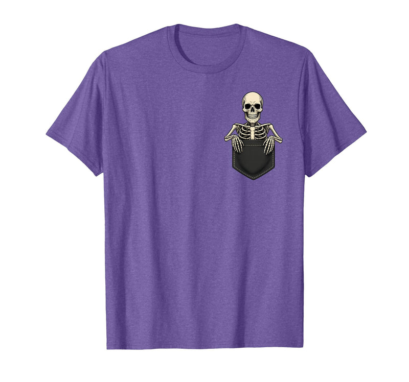 Funny Pocket Skeleton Halloween T Shirt For Men Funny Skeleton in The Pocket Halloween Kids Teens Adults T-Shirt - Purple
