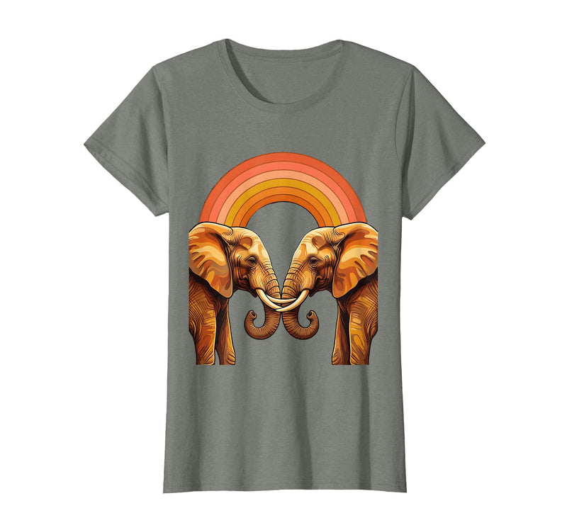 Mademark Be Kind Elephant Gentle Touch Illustration T-Shirt - Women - Olive Heather