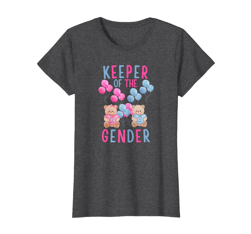 Gender Reveal Party Bear Designs Keeper of The Gender Reveal Party Gender Reveal Ideas T-Shirt - Dark Heather Grey