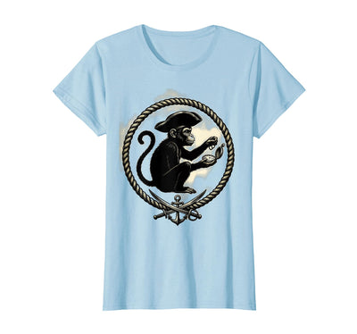 Pirate Monkey with Stolen Pocket Watch Design T-Shirt - Women