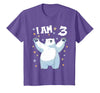 3 years old 3rd birthday Polar Bear Kids 3 Years Old 3 Birthday Polar Bears Boy Girl Polar Bear T-Shirt - Purple Heather