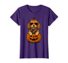 Funny Retro Maltipoo mom Halloween Spooky Cavapoo Pumpkin Halloween Doodle Dog Lover T-Shirt - Purple