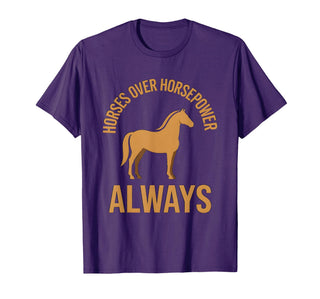 Mademark Horses Over Horsepower Always Equestrian Design T-Shirt - Men - Purple