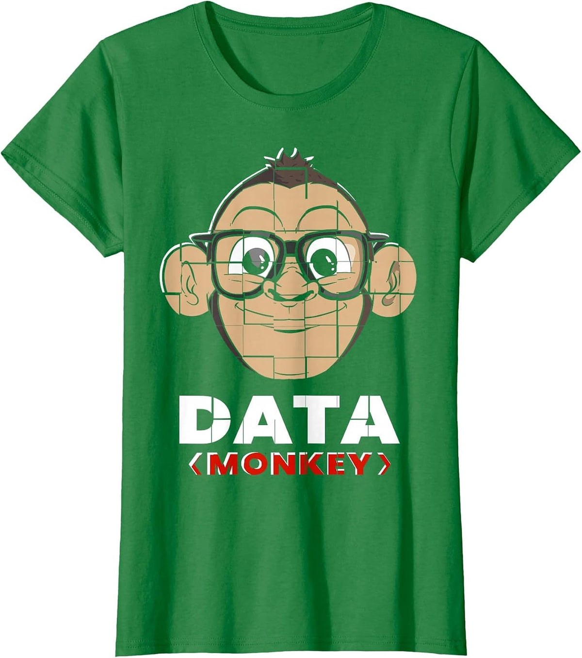 Data Monkey Data Evaluator Code Programmer T-Shirt - Kelly Green