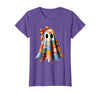 Patchwork Quilt Ghost Halloween Quilter Autumn Tee Patchwork Ghost Quilt Halloween Quilter Fall Autumn Bow Cute T-Shirt -