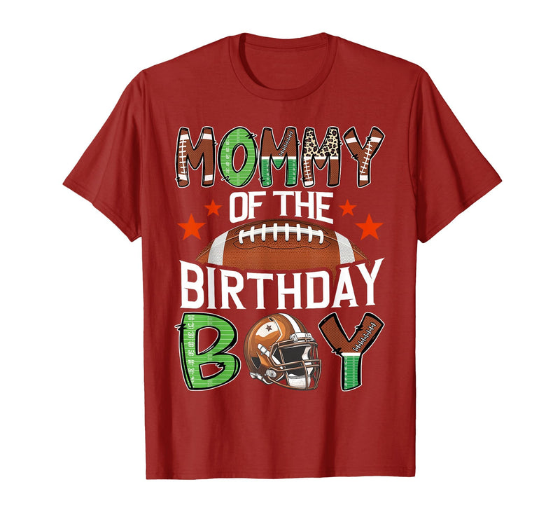 Football Birthday Boy Family Matching Mommy of The Birthday Boy Game Day Football T-Shirt - Cranberry Red