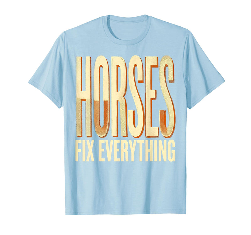 Mademark Horses Fix Everything Equestrian Design T-Shirt - Men - Baby Blue