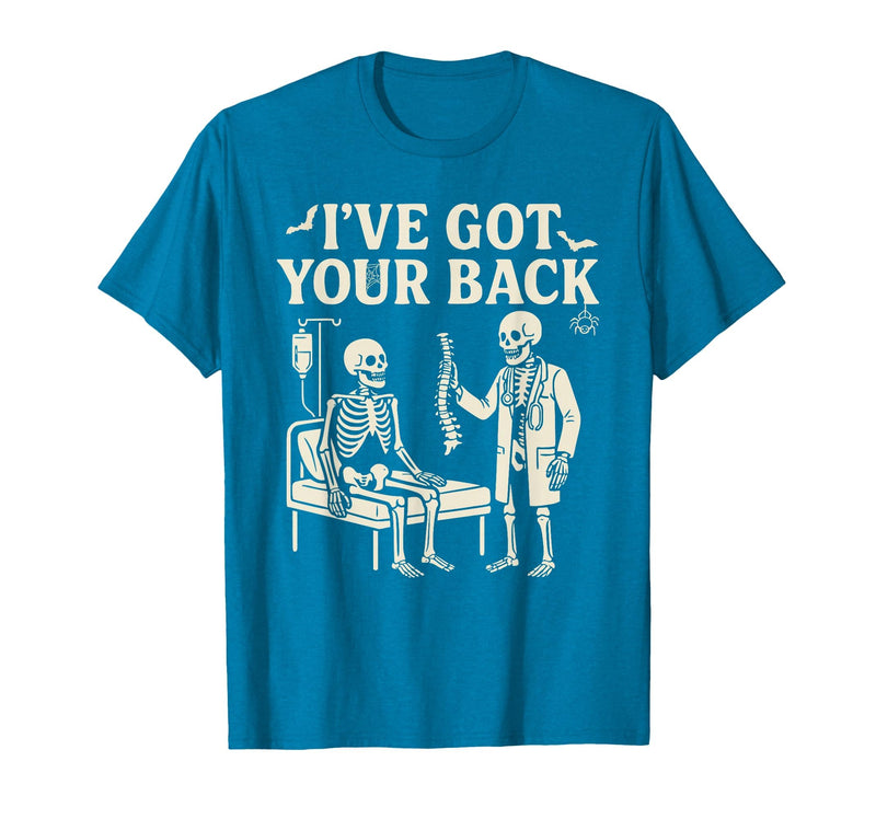 Halloween Costume For Doctor I've Got Your Back I've Got Your Back Halloween Skeleton Doctor Costume T-Shirt - Sapphire Blue
