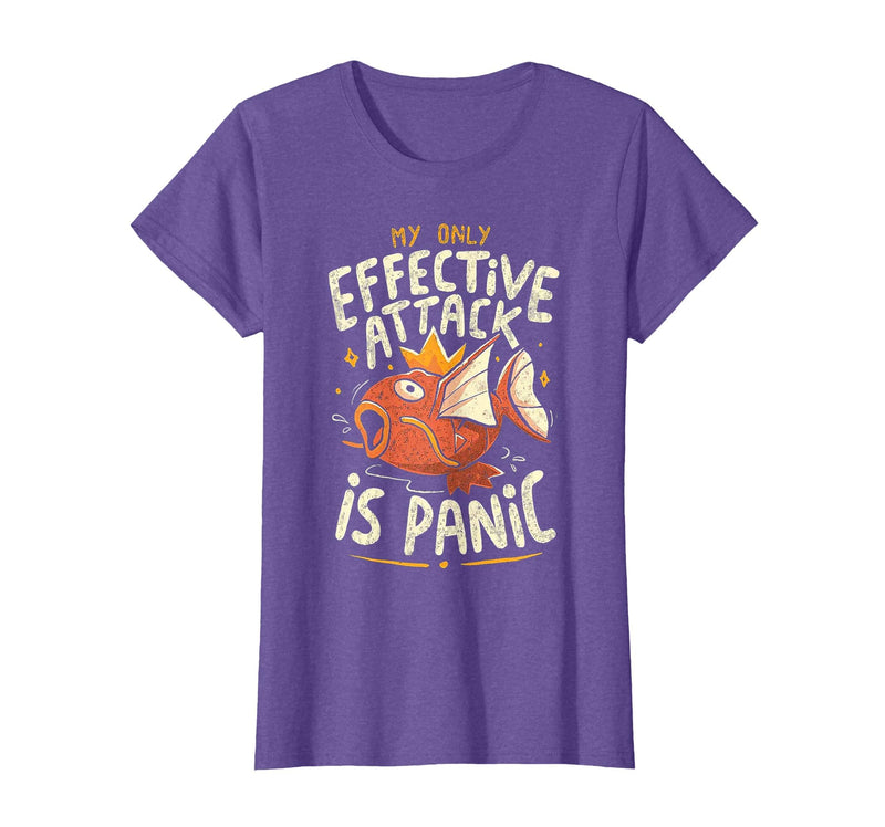 Funny My Only Effective Attack Is Panic Tee Shirt Fish My Only Effective Attack is Panic T-Shirt - Purple Heather
