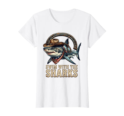 Swim With The Sharks Bold Ocean Design T-Shirt