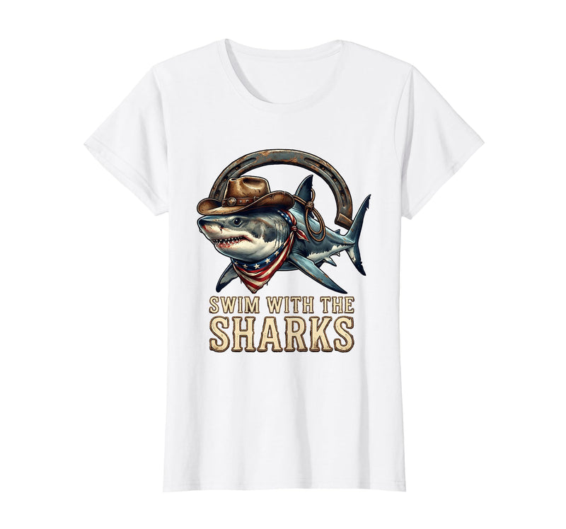 Mademark Swim With The Sharks Bold Ocean Design T-Shirt - White