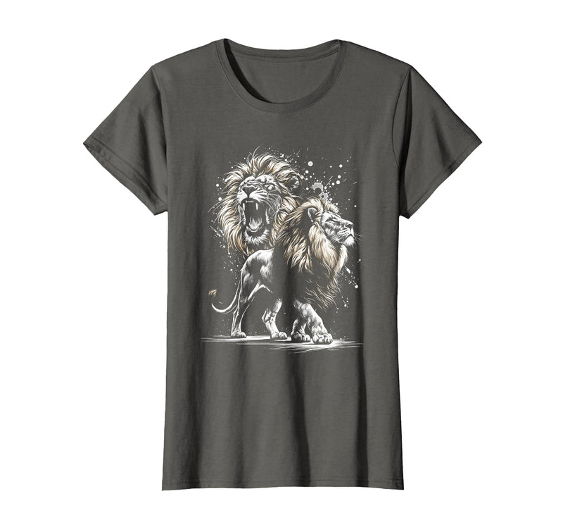 MyAnimal - Your Favourite Animal Wear Lion Majestic and Proud in Artistic Style T-Shirt - Asphalt Grey