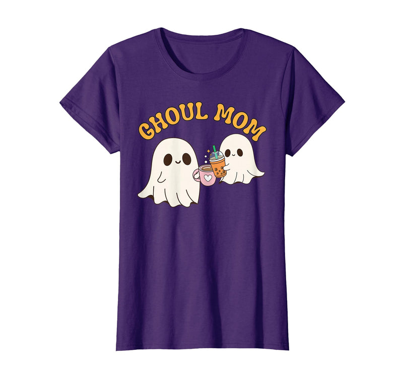 Ghoul Mom Cute Halloween Mother Ghost Mommy Trick Treating T-Shirt - Purple
