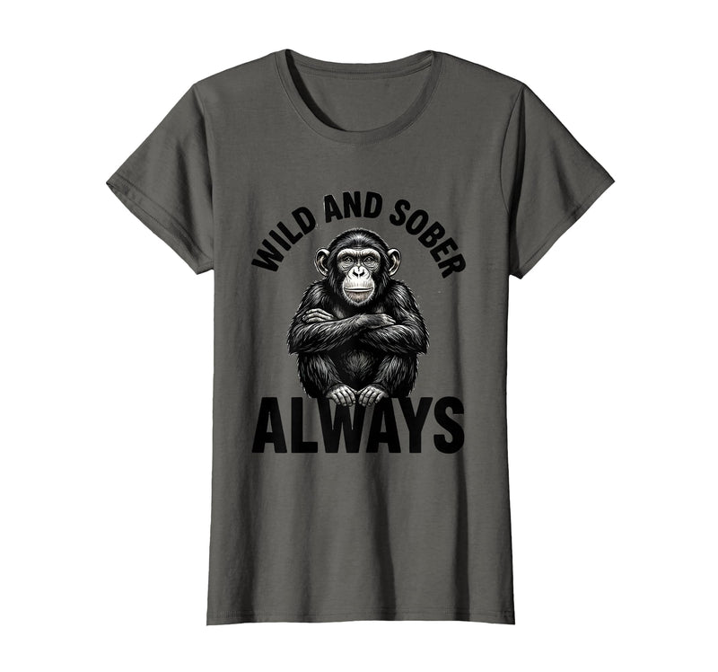 Mademark Wild and Sober Always Funny Monkey Design T-Shirt - Women - Asphalt Grey