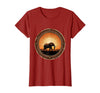 Mademark Elephant Silhouette Glowing Safari Sunset T-Shirt - Women - Cranberry Red