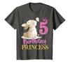 Kids 5th Birthday Rabbit Princess Girl Bunny 5 Years Old T-Shirt in Asphalt Grey