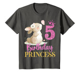Kids 5th Birthday Rabbit Princess Girl Bunny 5 Years Old T-Shirt in Asphalt Grey