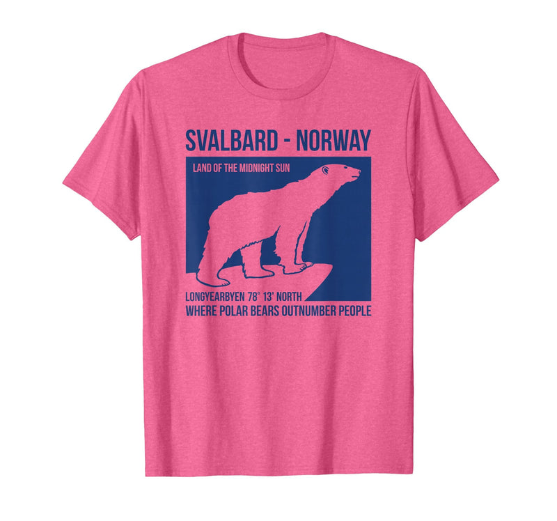 Svalbard T-Shirt Co. Svalbard Norway Polar Bear T Shirt Spitsbergen Longyearbyen T-Shirt - Pink Heather