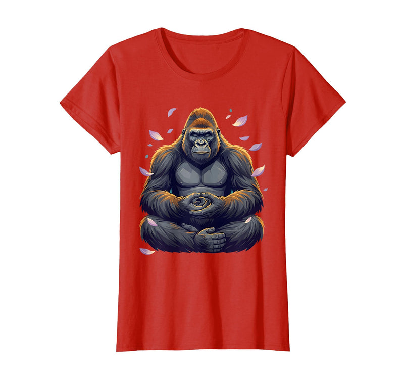 Mademark Meditating Gorilla Zen Monkey Graphic Design T-Shirt - Women - Red