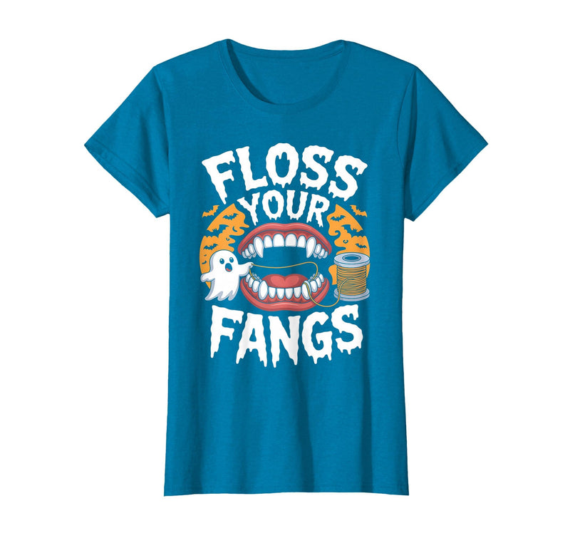 Spooky Dental Office Halloween Dental Crew Ghost Floss Your Fangs Dental Halloween Shirt Dentist Halloween T-Shirt -
