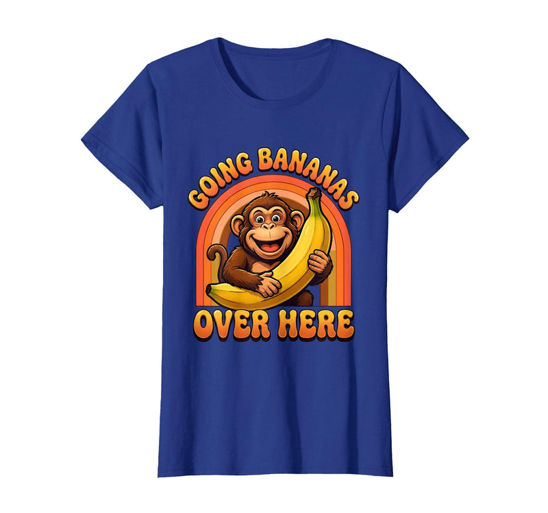 Mademark Going Bananas Over Here Funny Monkey Design T-Shirt - Women - Royal Blue