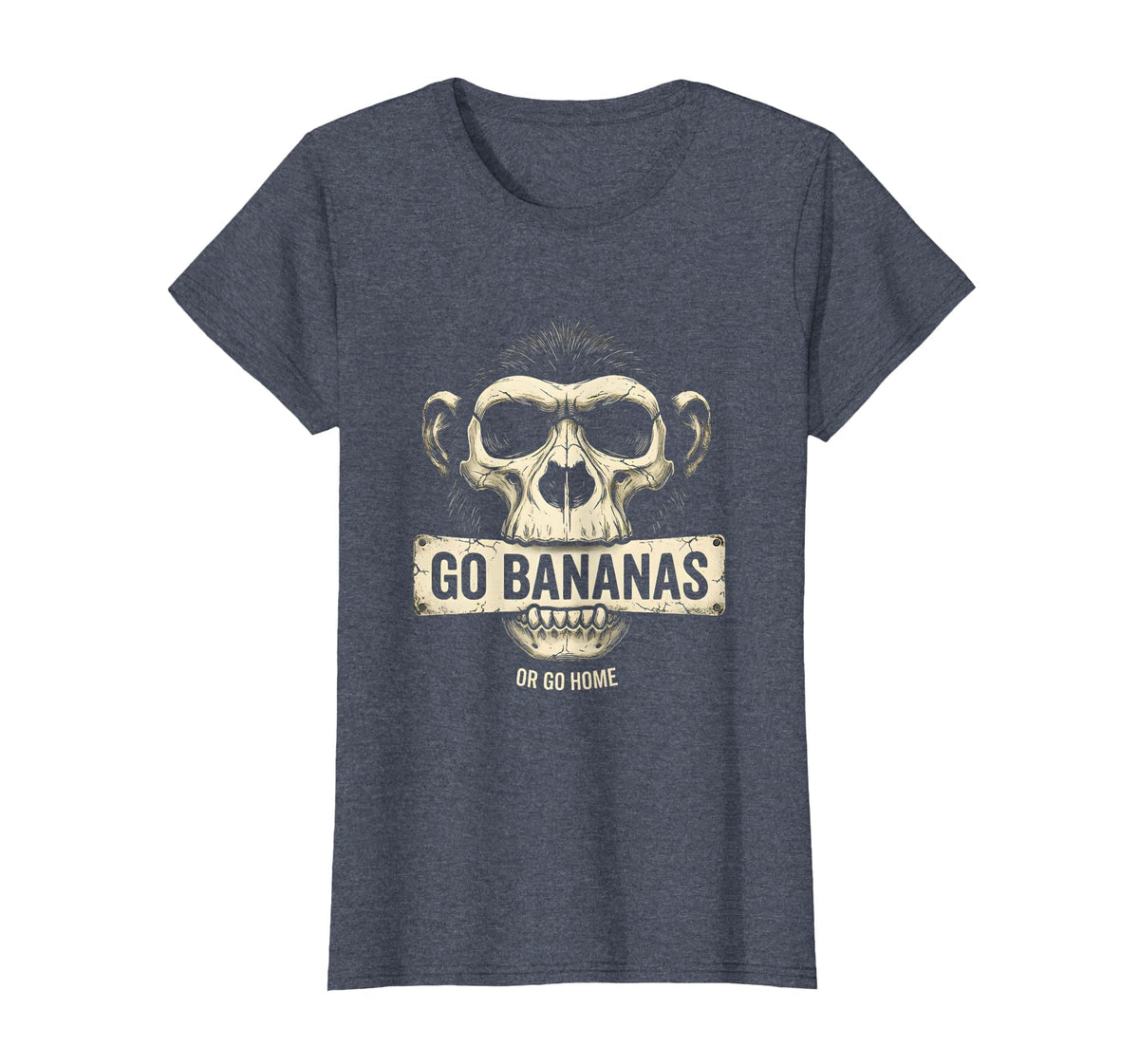 Mademark Go Bananas or Go Home Funny Monkey Design T-Shirt - Women - Heather Blue