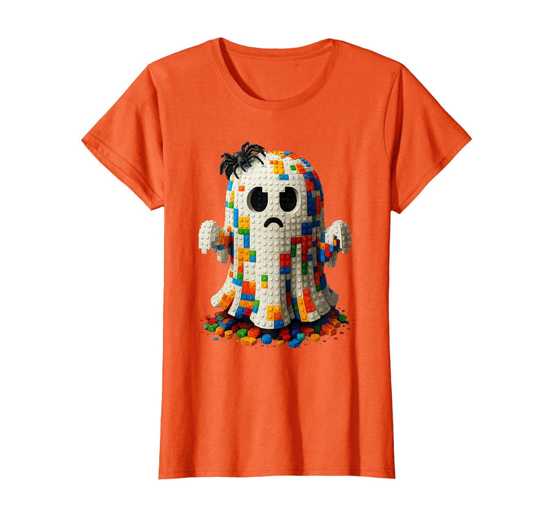 Block Building Halloween Ghost Brick or Treat Boys Halloween Master Builder Ghost Kids Building Blocks Bricks T-Shirt -