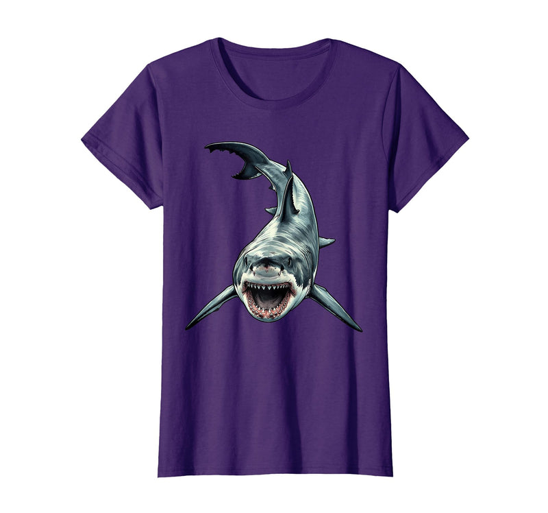 Mademark Great White Shark Below View Graphic T-Shirt - Purple