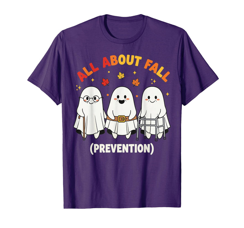 Fall Prevention Funny Ghost Autumn Halloween Gift Fall Prevention Funny Ghost Autumn Halloween Joke T-Shirt - Purple