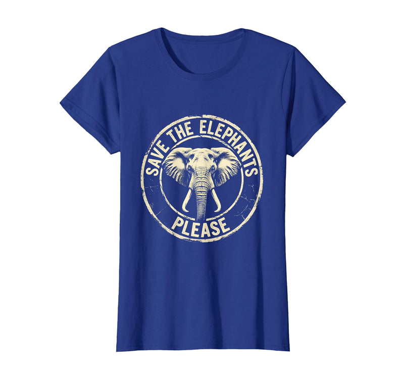 Mademark Save The Elephants Please Wildlife Advocate Design T-Shirt - Women - Royal Blue