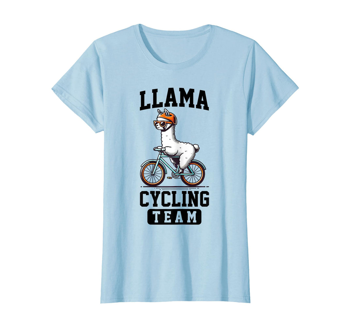Bicycle Riding Animals Co. Llama Cycling Team Riding Bicycle T-Shirt - Baby Blue