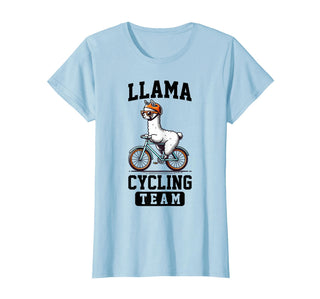Bicycle Riding Animals Co. Llama Cycling Team Riding Bicycle T-Shirt - Baby Blue