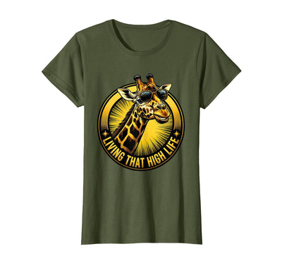 Giraffe Living That High Life Funny Animal Design T-Shirt