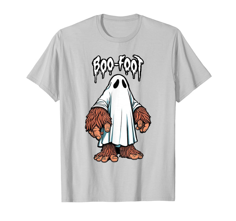Spooky Bigfoot Sasquatch Ghost Halloween Humor Fun Boo Foot Bigfoot Ghost Sasquatch Halloween Funny Humor T-Shirt - Silver