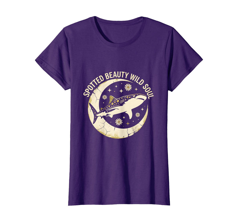 Mademark Spotted Beauty Wild Soul Whale Shark Design T-Shirt - Purple