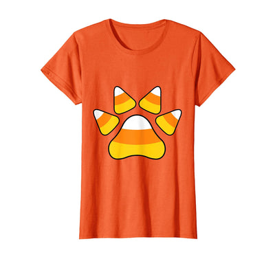 Scary Halloween Tees For Adults and Kids Halloween Candy Corn Paw Print T-Shirt for Animal Lovers T-Shirt