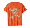 Halloween Designs. Pirate Flag Skull and Crossbones Skeleton Graphic Halloween T-Shirt - Orange