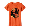 Halloween scary black cat Vintage Scary Halloween Black Cats and Pumpkin T-Shirt - Orange