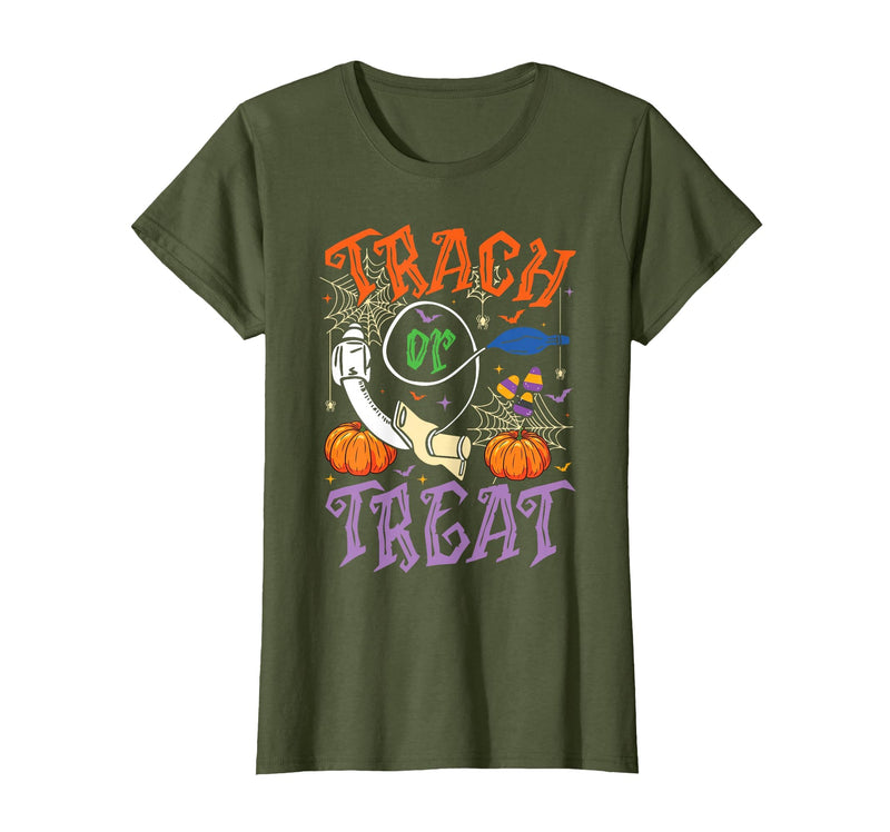 Trach or Treat ICU RN Halloween Nurse Tees Respiratory Therapist Trach or Treat ICU RN Halloween Nurse T-Shirt - Olive Green