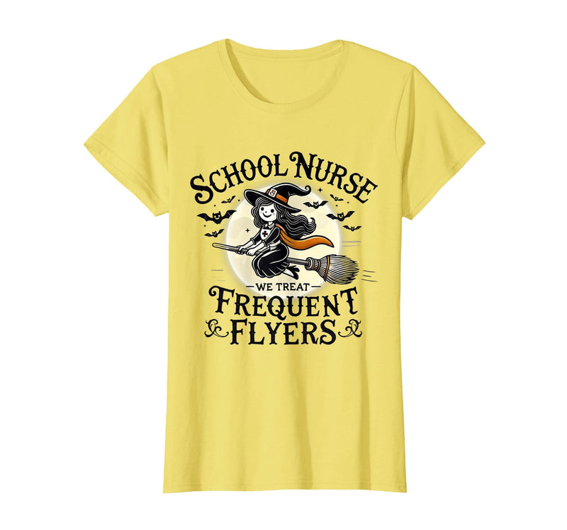 Spooky Halloween Costume School Teacher Student School Nurse Treat Frequent Flyer Witch Funny Halloween 2024 T-Shirt - Lemon