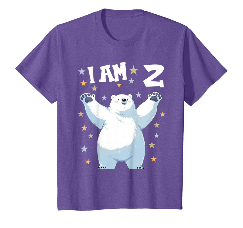2 years old 2nd birthday Polar Bear Kids 2 Years Old 2 Birthday Polar Bears Boy Girl Polar Bear T-Shirt - Purple Heather